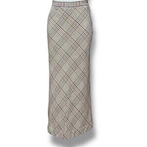 Koret Vintage Maxi Skirt Flare Plaid Wool Blend Academia Old Money Regency 26"